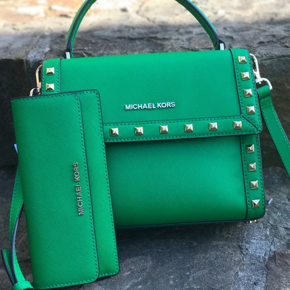 MICHAEL Michael Kors Handbags - Michael Kors studded dillon satchel bag+wallet set